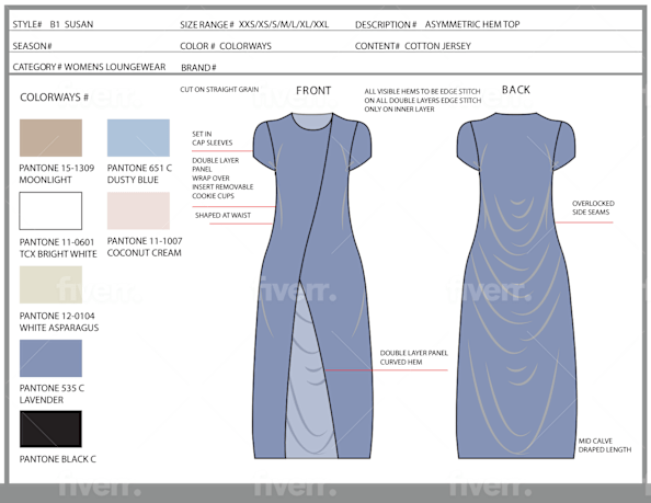 Design Lingerie Loungewear Sleepwear Advanced Tech Packs By
